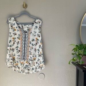 Lucky Brand Floral Bohemian Sleeveless Blouse